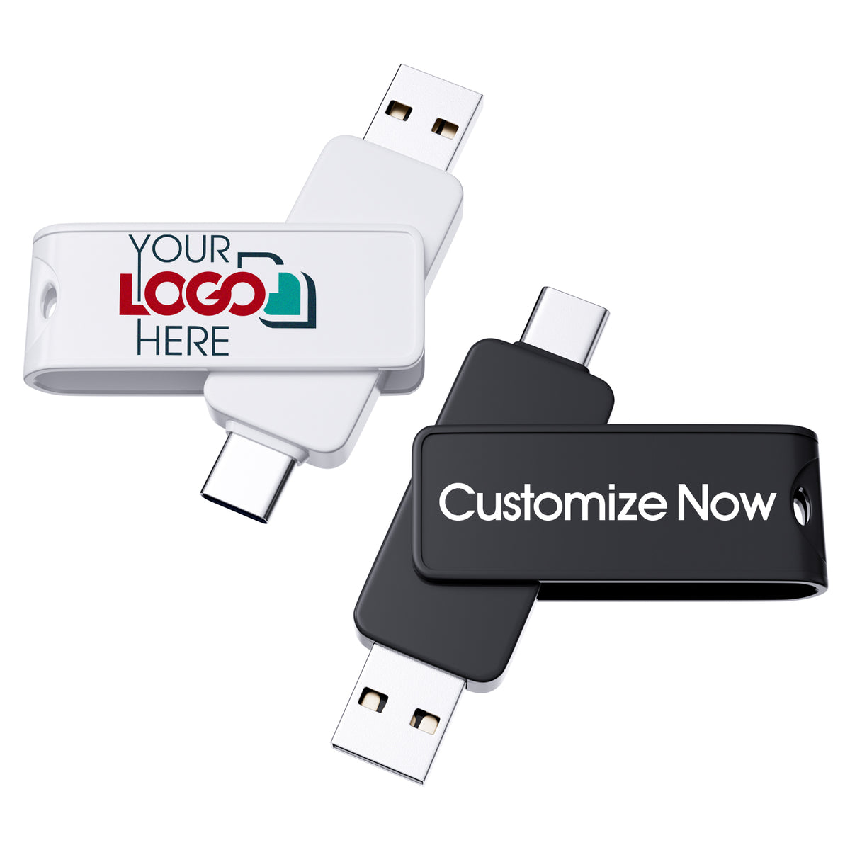 Custom Type C USB Flash Drive Promotional 2 in 1-Black