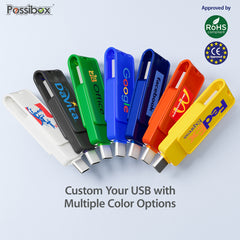 Custom Type C USB Flash Drive Promotional 2 in 1-Green(355C)